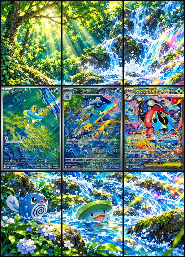 Froakie Frogadier Mega Greninja No Trainer binder art