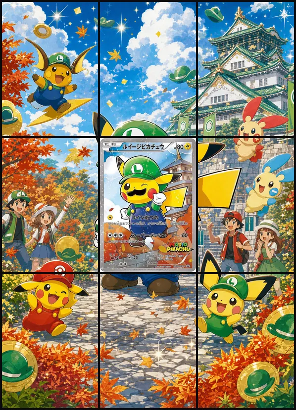 Luigi Pikachu PROMO Reference set binder art