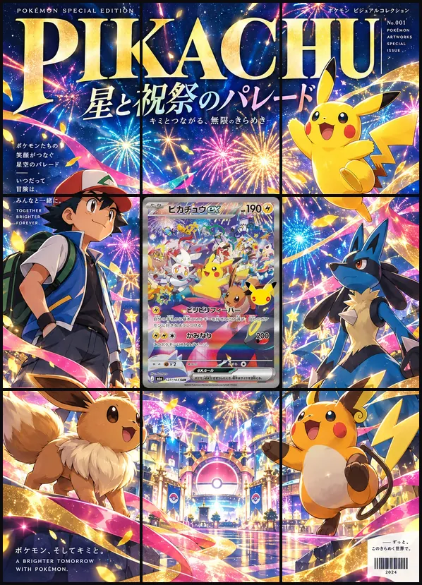 Pikachu ex Cast Cover SAR M6a 127/103 binder art